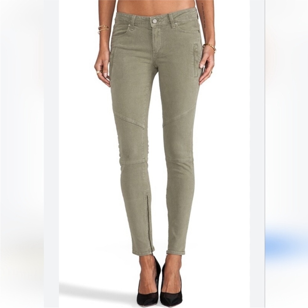 PAIGE Denim Marley Skinny Moto Jeans Fatigue Green Size 25